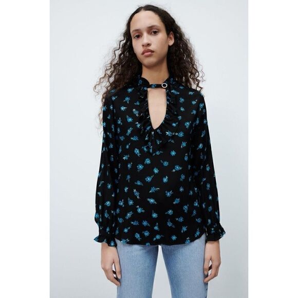 ZARA FLORAL PRINT BLOUSE - Picture 1 of 3